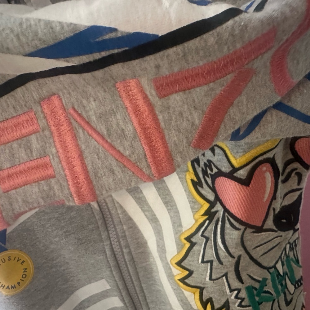 Kenzo Gray Zip-Up with Colorful Embroidery - Picture 5 of 16